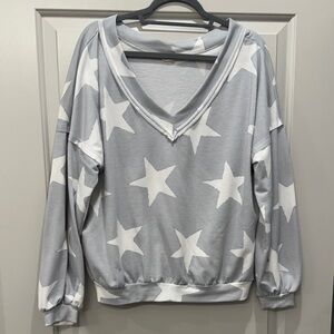 Altar'd State Gray and White Star Sweater